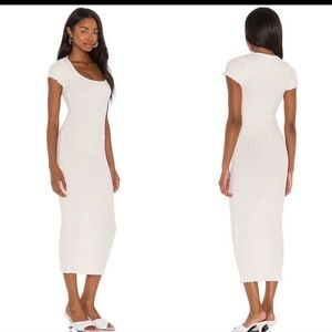 Privacy Please midi dress ribbed stretchy ivory size small